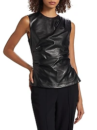 Wynter Draped Faux-Leather Top