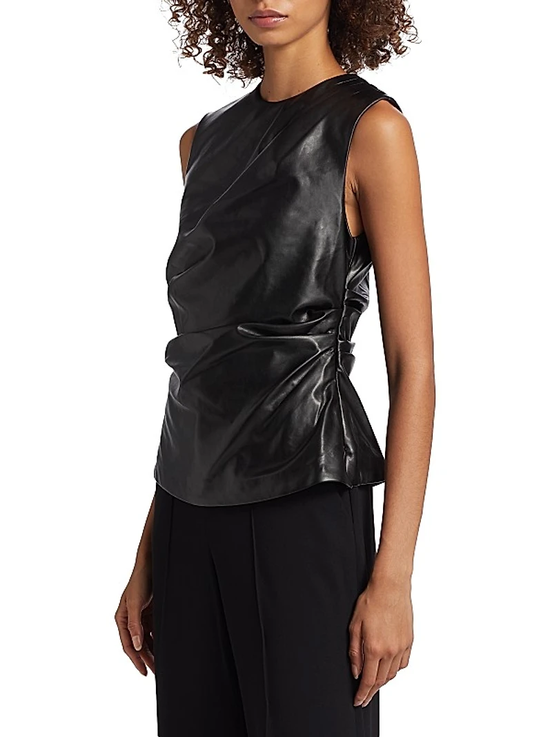 Wynter Draped Faux-Leather Top