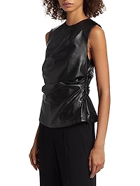 Wynter Draped Faux-Leather Top