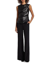 Wynter Draped Faux-Leather Top