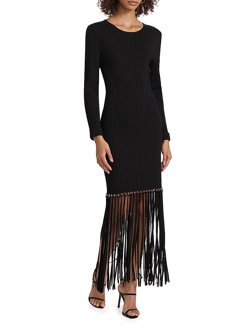 Sharron Fringed Knit Maxi Dress