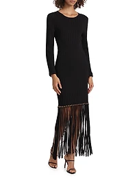 Sharron Fringed Knit Maxi Dress