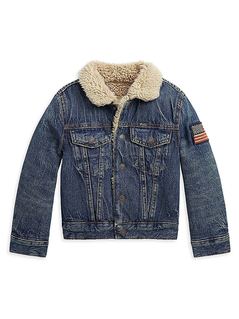 Little Boy's & Sherpa-Trim Denim Jacket