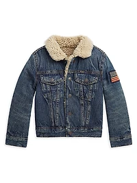 Little Boy's & Sherpa-Trim Denim Jacket