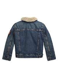 Little Boy's & Sherpa-Trim Denim Jacket