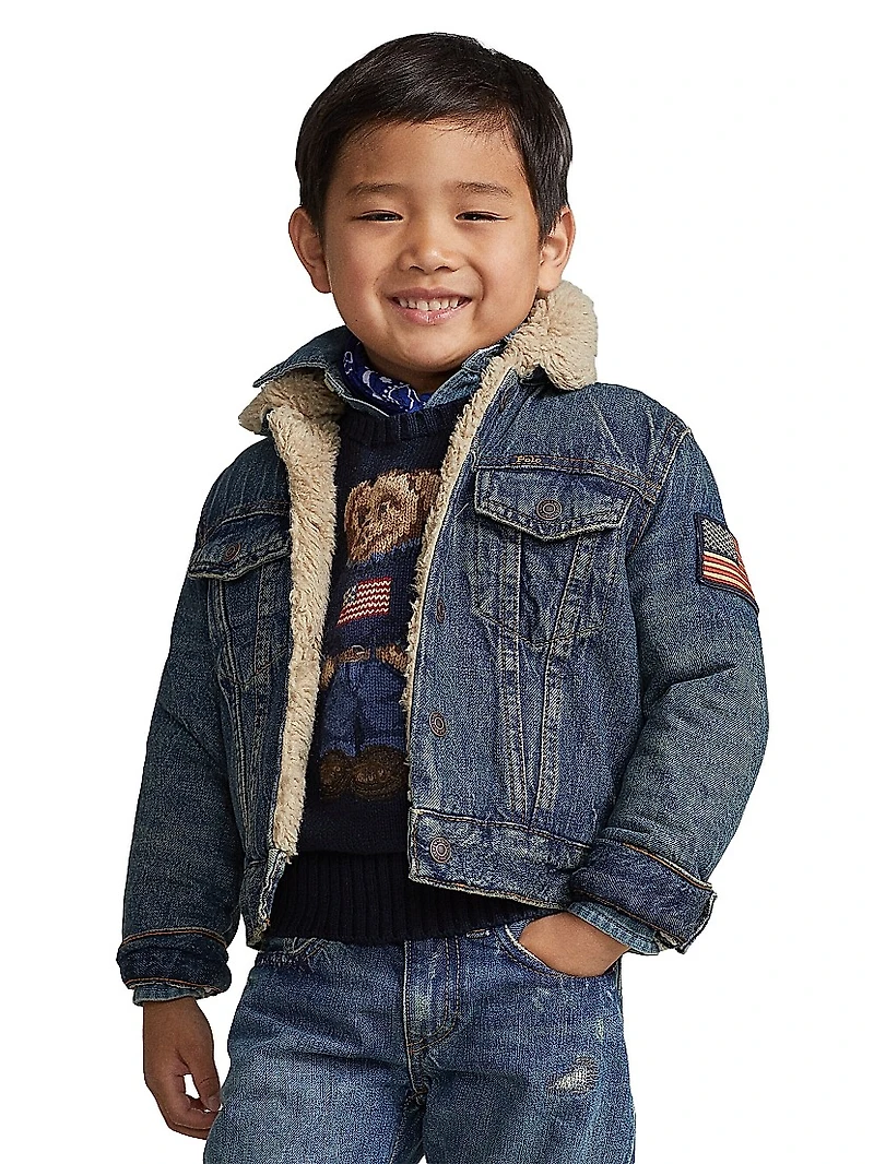 Little Boy's & Sherpa-Trim Denim Jacket