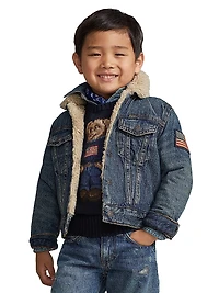 Little Boy's & Sherpa-Trim Denim Jacket