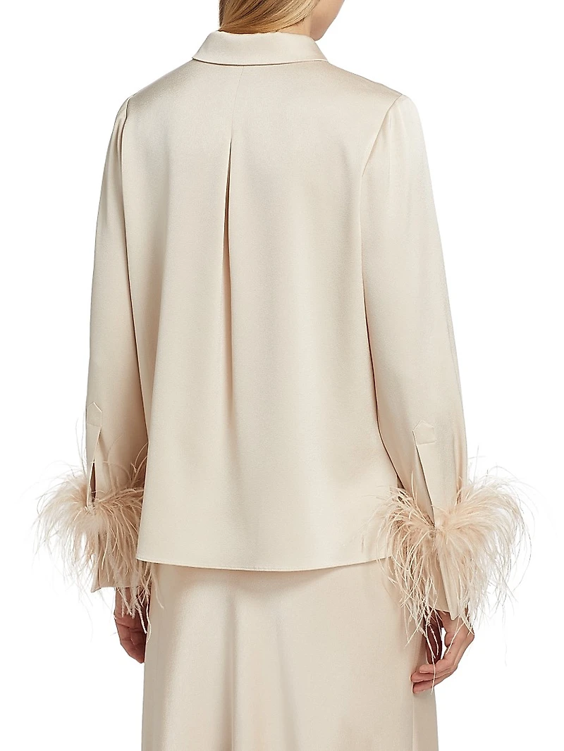 Murphy Feather-Trim Blouse