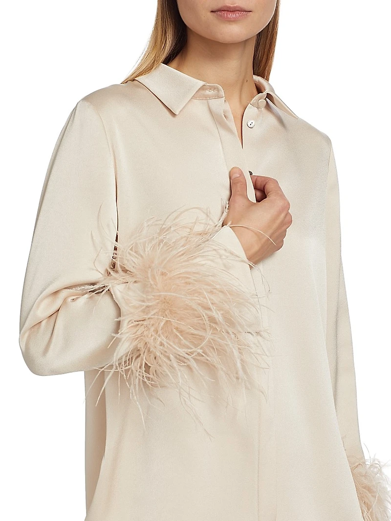 Murphy Feather-Trim Blouse