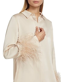 Murphy Feather-Trim Blouse