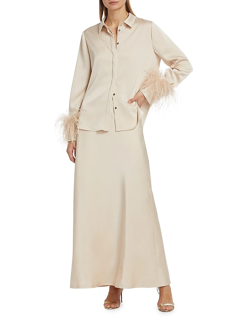 Murphy Feather-Trim Blouse