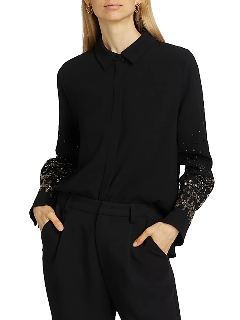 Chai Beaded Satin Blouse