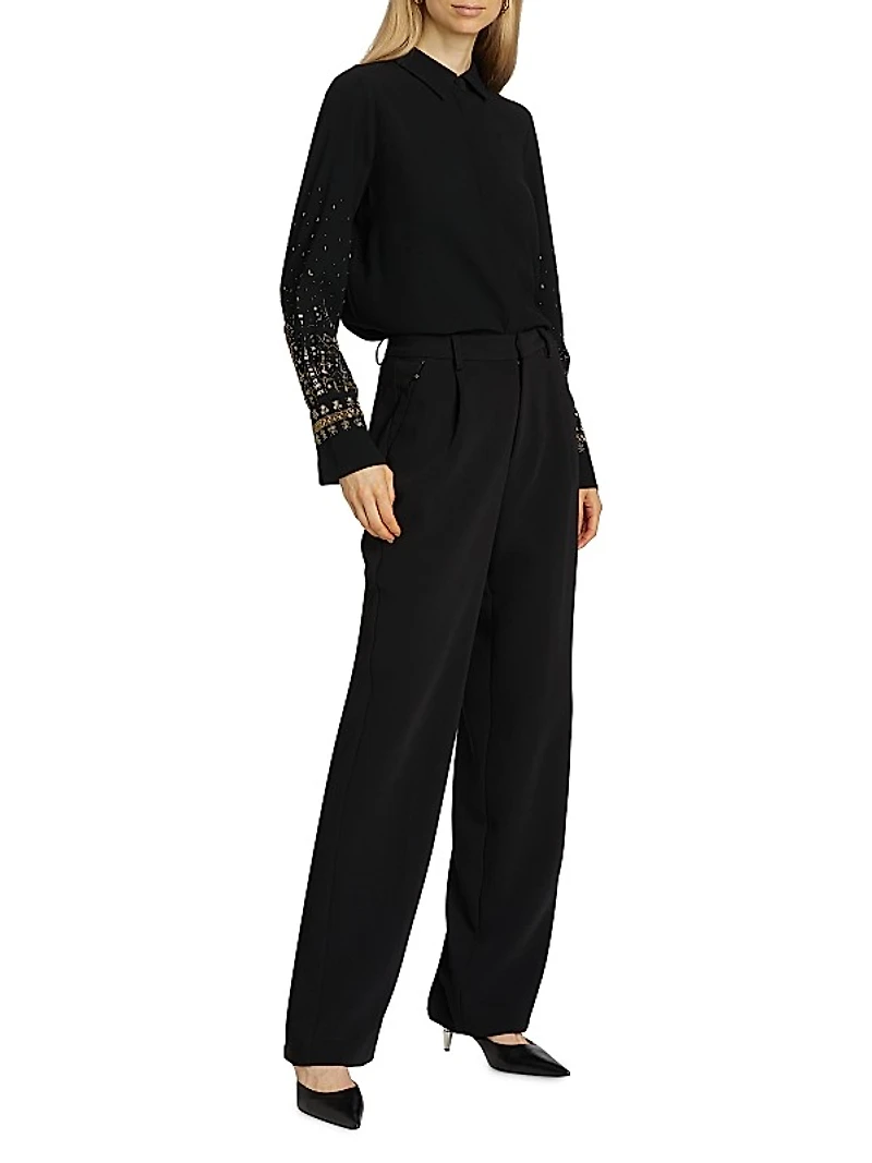 Chai Beaded Satin Blouse