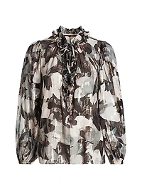 Boden Abstract Silk-Blend Blouse