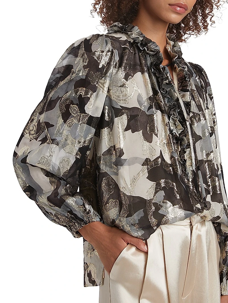 Boden Abstract Silk-Blend Blouse