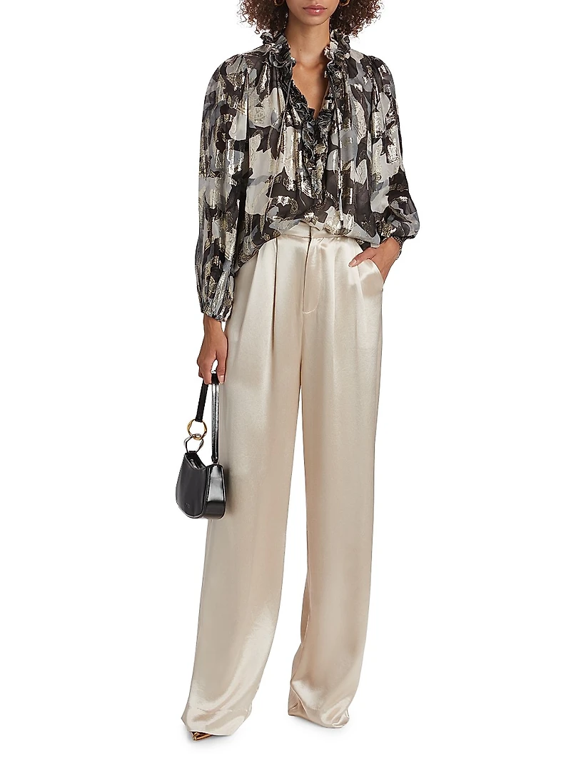 Boden Abstract Silk-Blend Blouse