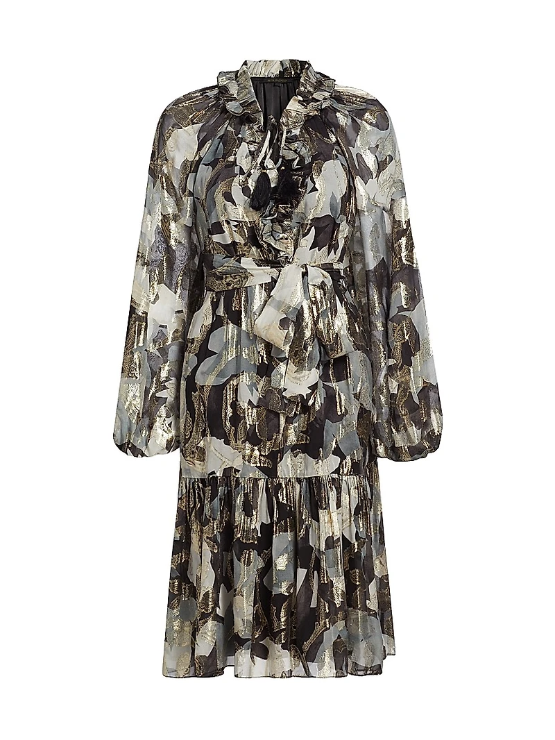 Jenson Metallic Floral Knee-Length Dress