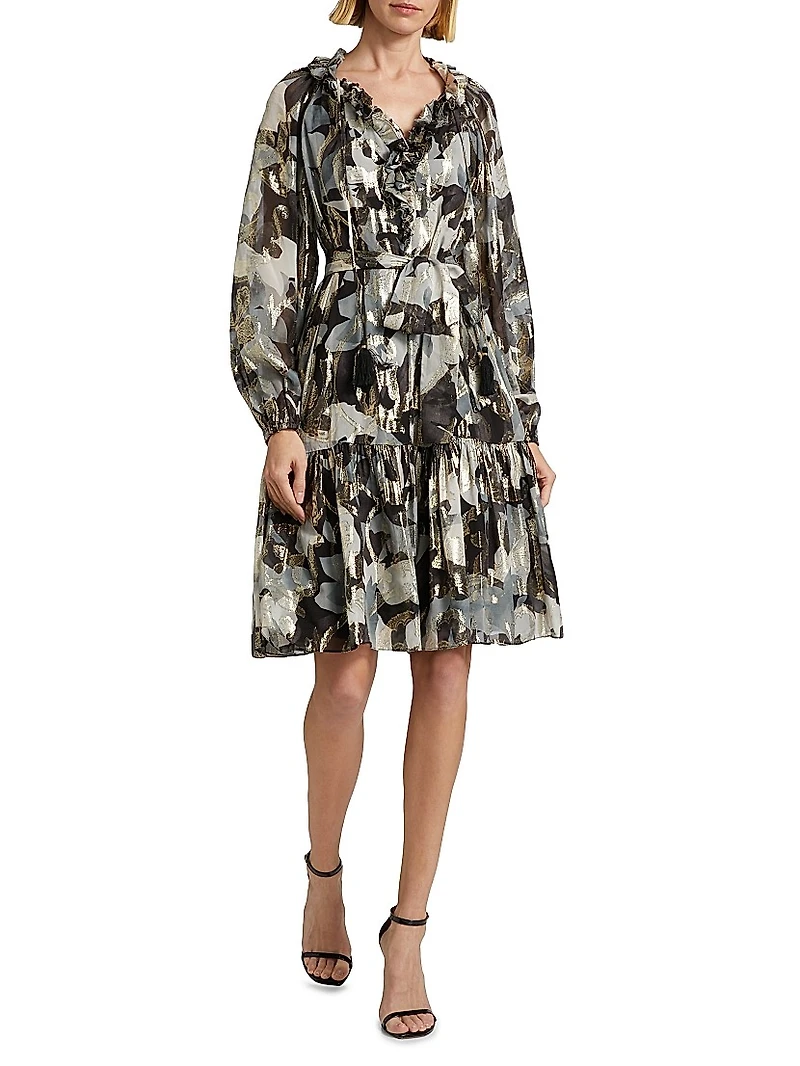 Jenson Metallic Floral Knee-Length Dress