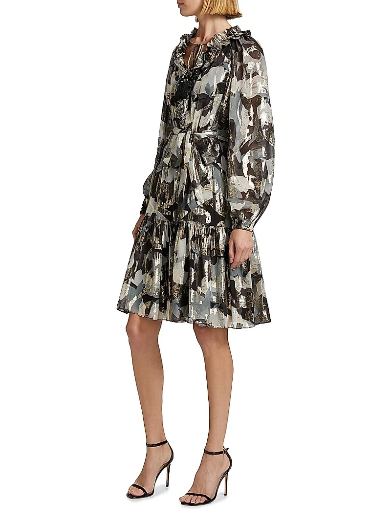 Jenson Metallic Floral Knee-Length Dress