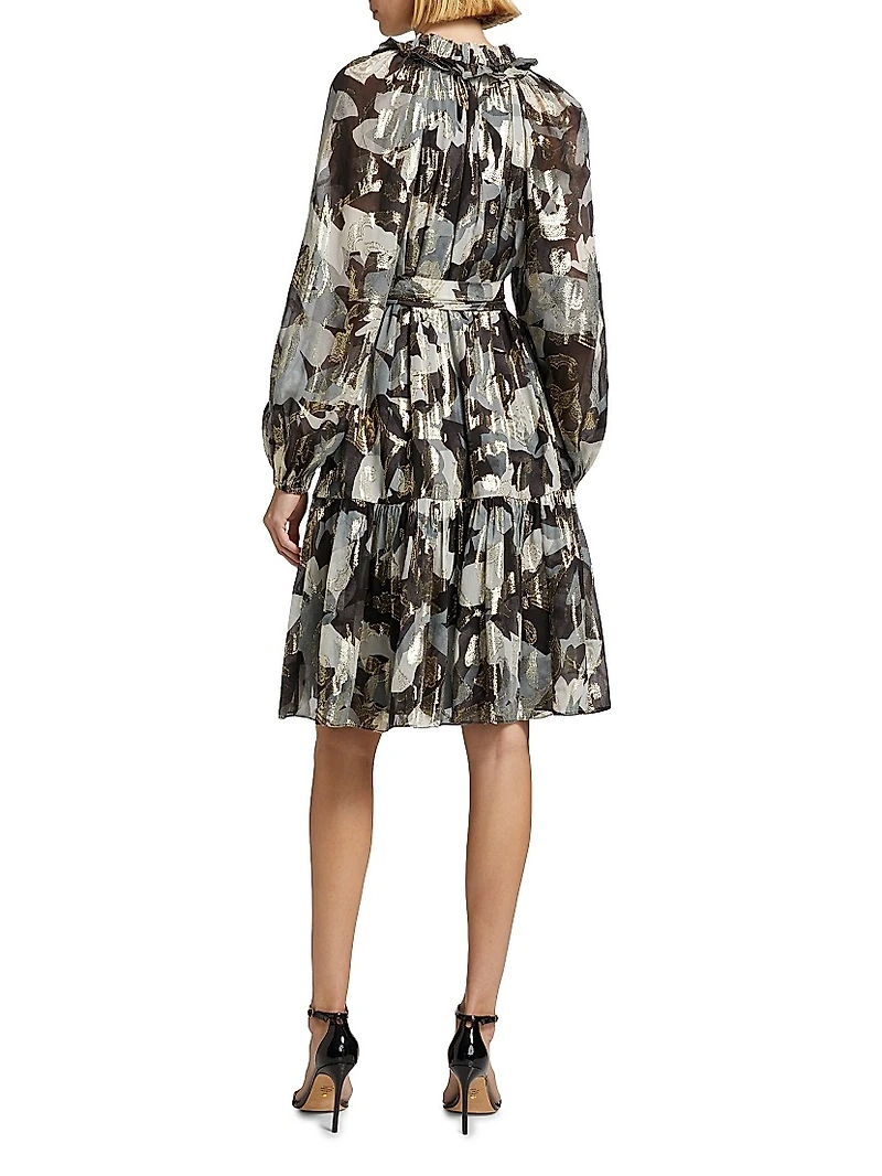 Jenson Metallic Floral Knee-Length Dress