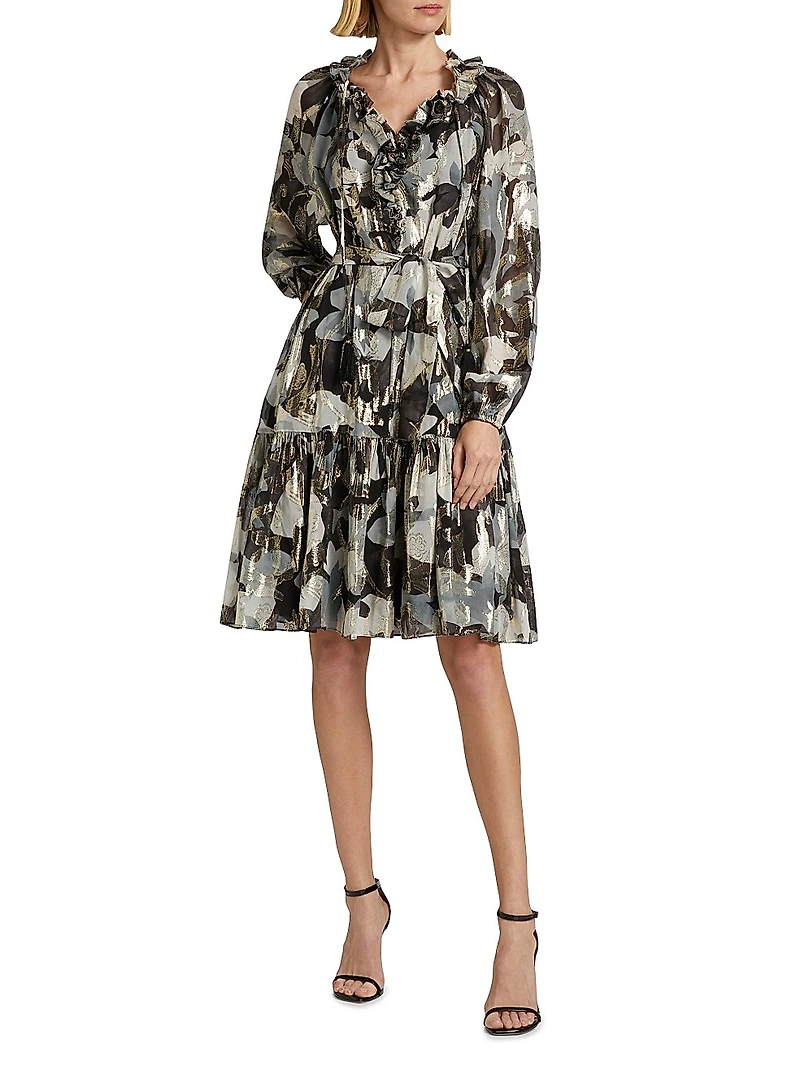 Jenson Metallic Floral Knee-Length Dress