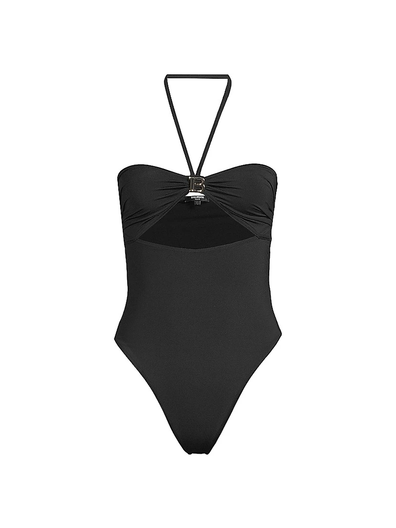 B. Metal Bandeau One-Piece Swimsuit