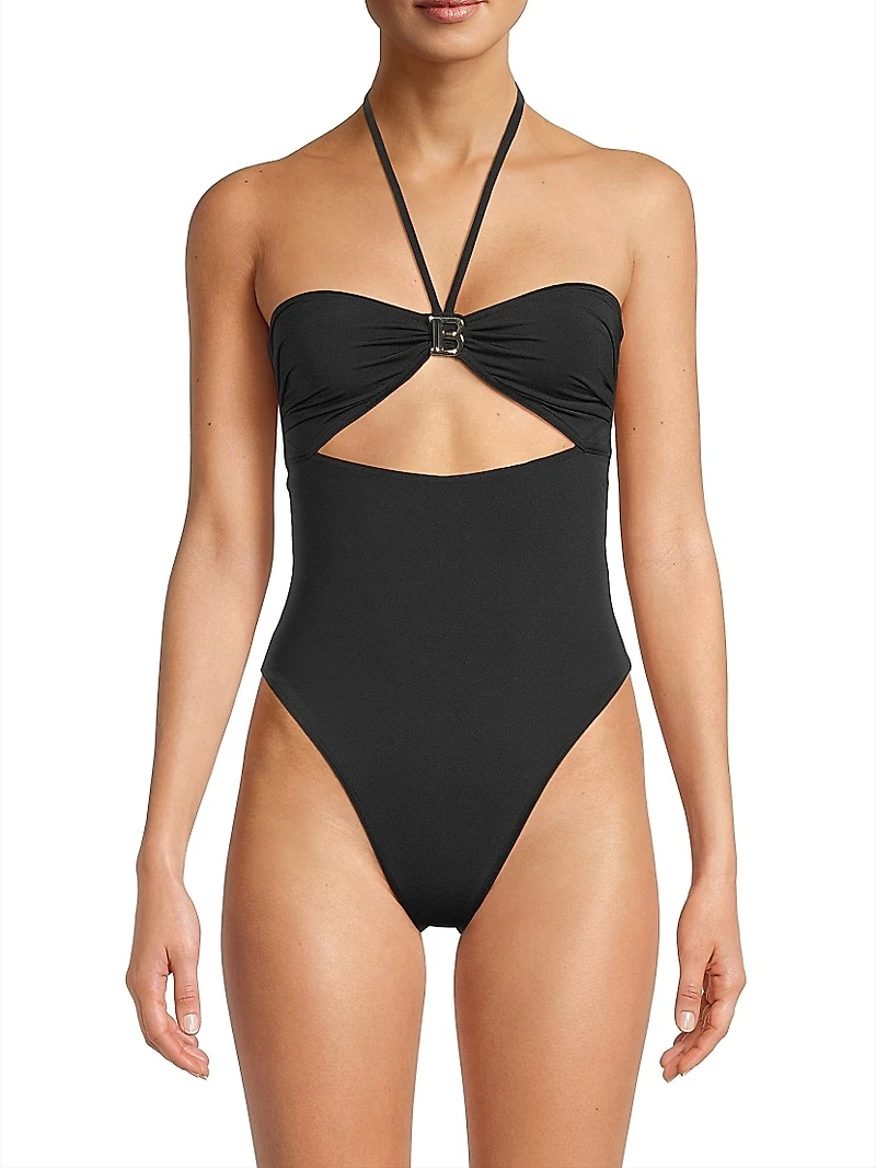 B. Metal Bandeau One-Piece Swimsuit
