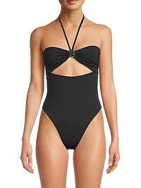 B. Metal Bandeau One-Piece Swimsuit