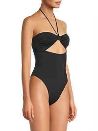 B. Metal Bandeau One-Piece Swimsuit