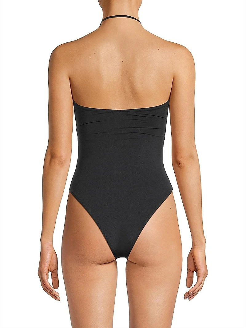 B. Metal Bandeau One-Piece Swimsuit