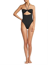 B. Metal Bandeau One-Piece Swimsuit
