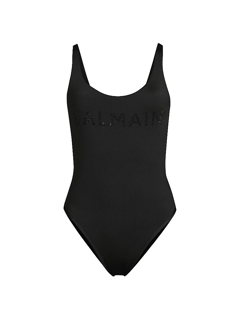 Strass Tone-on-Tone Logo One-Piece Swimsuit