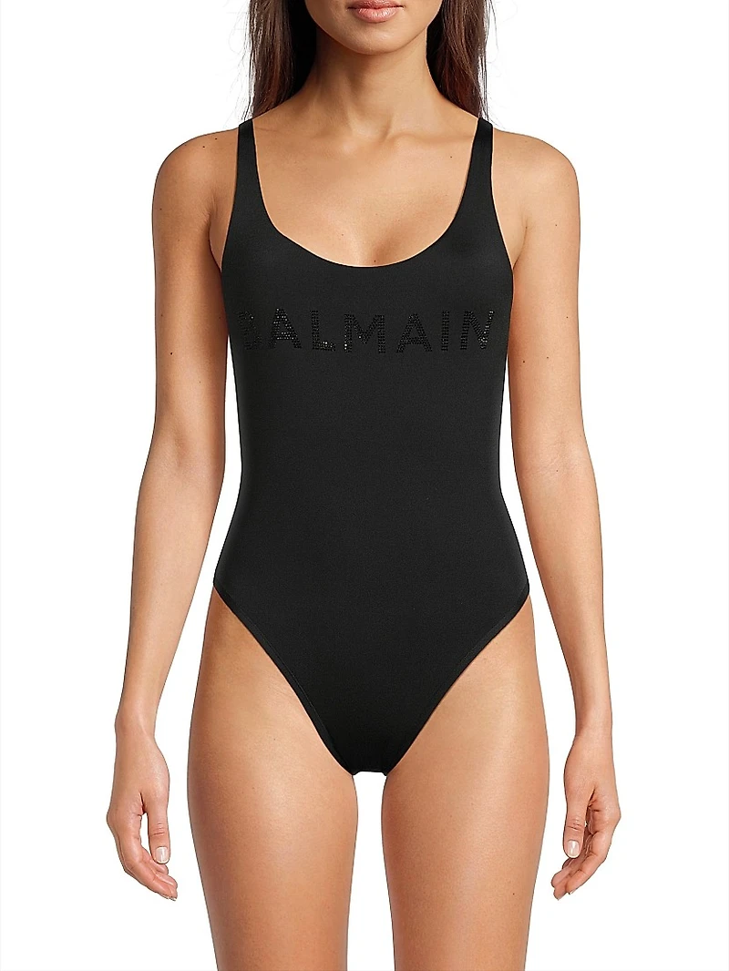 Strass Tone-on-Tone Logo One-Piece Swimsuit