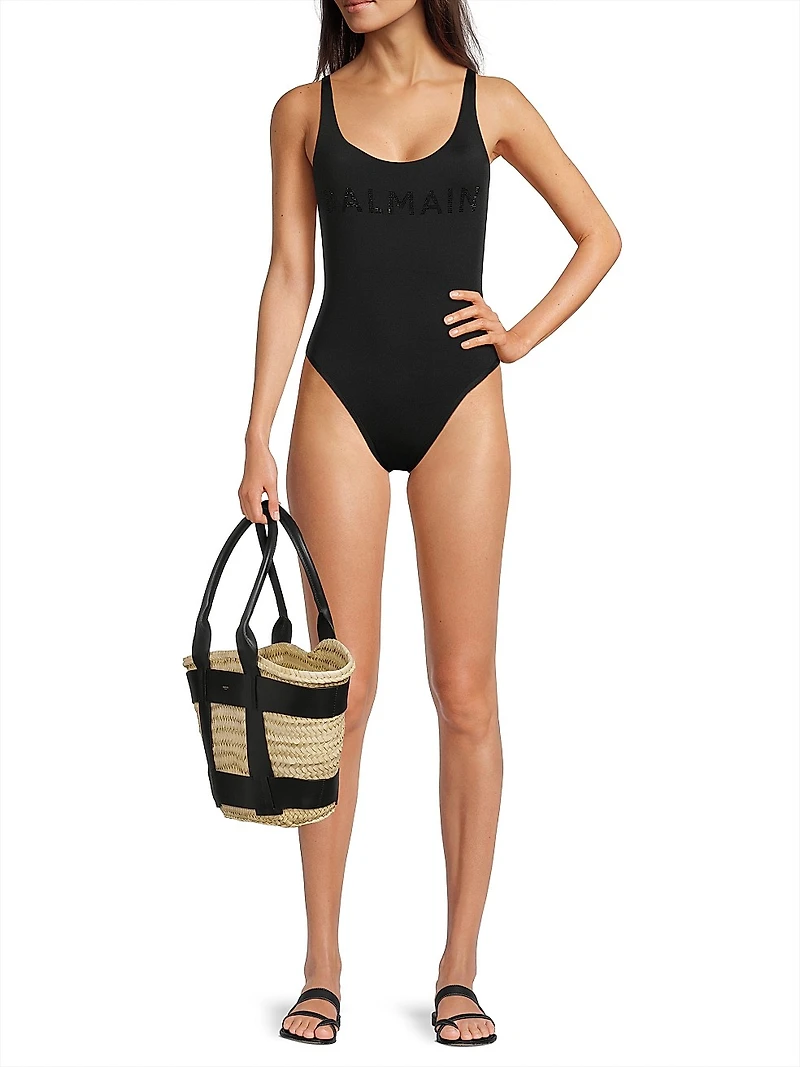 Strass Tone-on-Tone Logo One-Piece Swimsuit