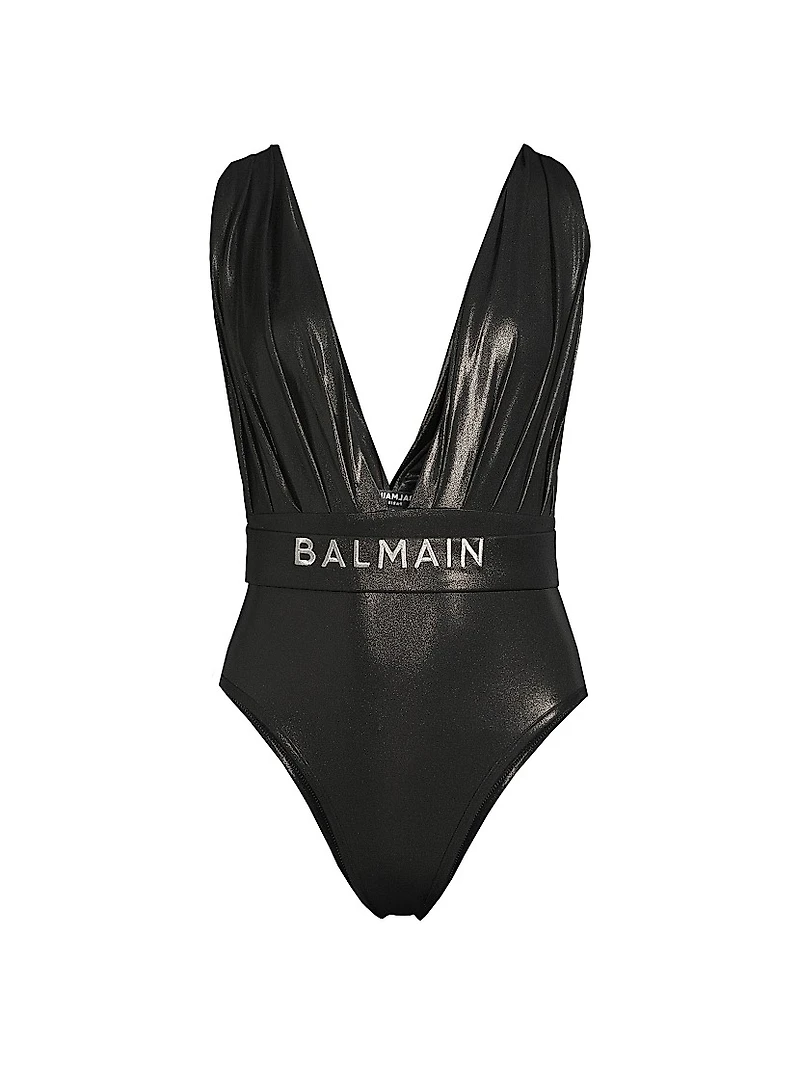 Metallise Draped One-Piece Swimsuit