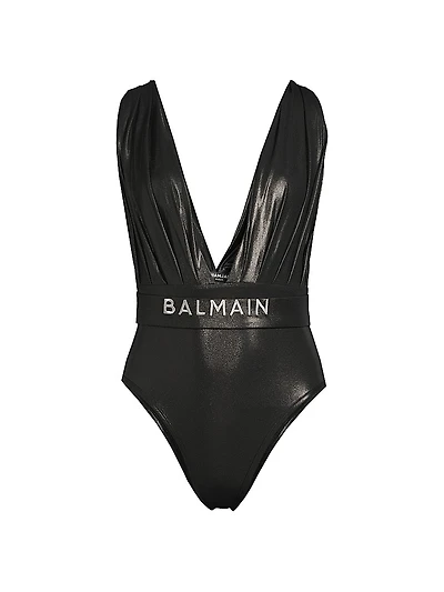 Metallise Draped One-Piece Swimsuit