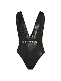 Metallise Draped One-Piece Swimsuit