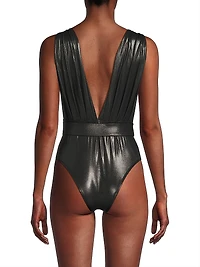 Metallise Draped One-Piece Swimsuit