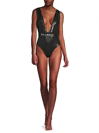 Metallise Draped One-Piece Swimsuit