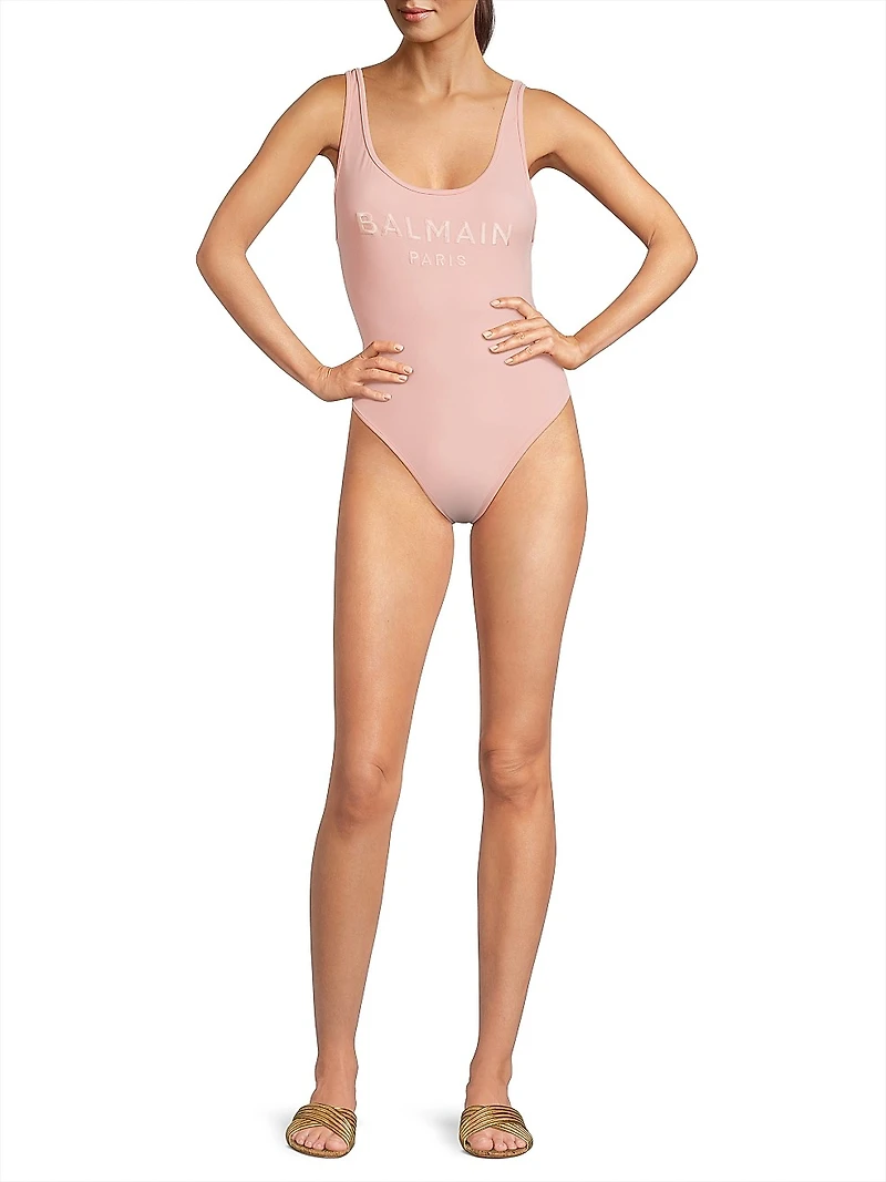 Embroidery Logo One-Piece Swimsuit