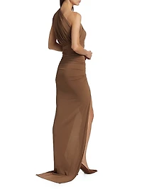 Abito Avra Ruched One-Shoulder Gown