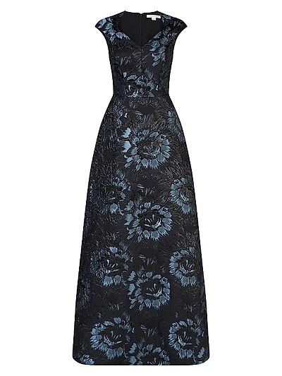 Isabetta Floral Jacquard Gown
