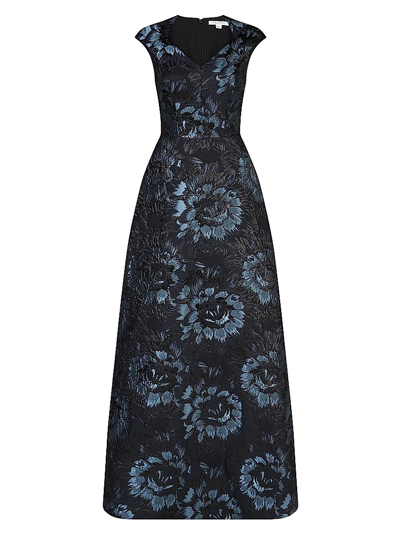 Isabetta Floral Jacquard Gown