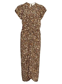 Terena Leopard Silk-Blend Midi-Dress