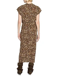 Terena Leopard Silk-Blend Midi-Dress