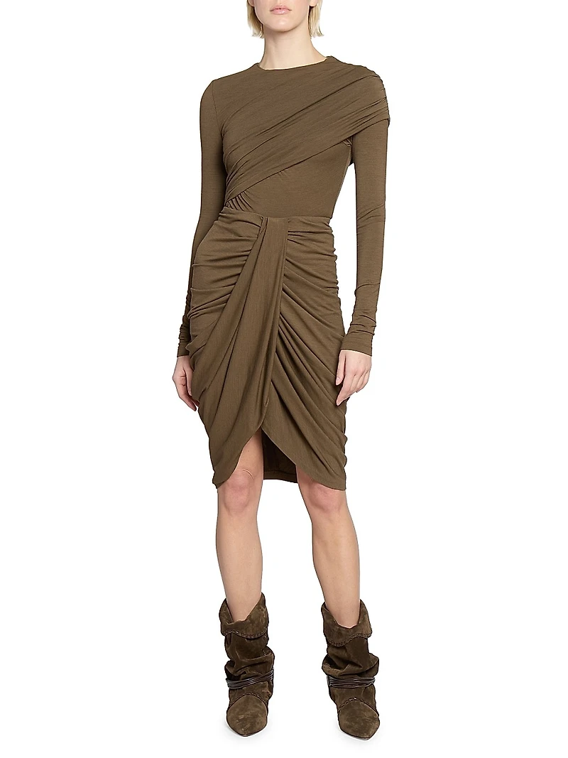 Anny Draped Asymmetric Midi-Skirt