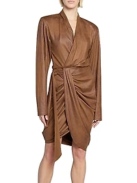Aleora Draped Faux Leather Wrap Dress