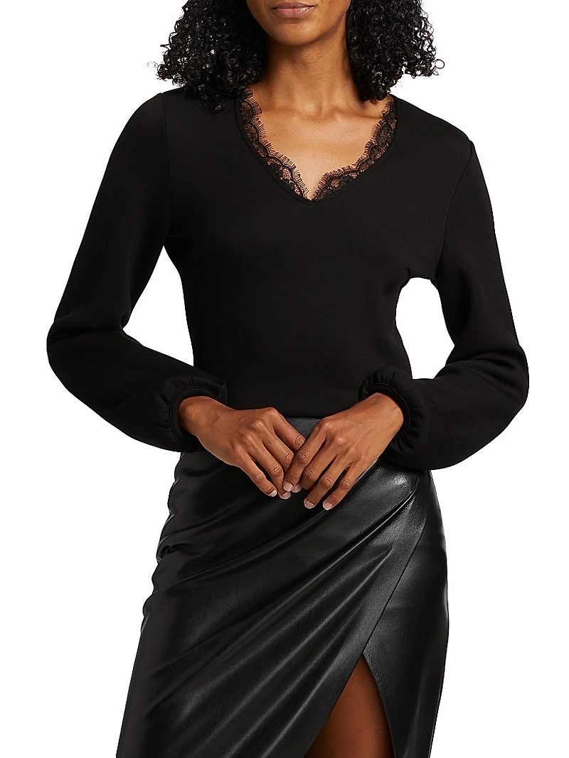 Felicity Lace-Trim V-Neck Top