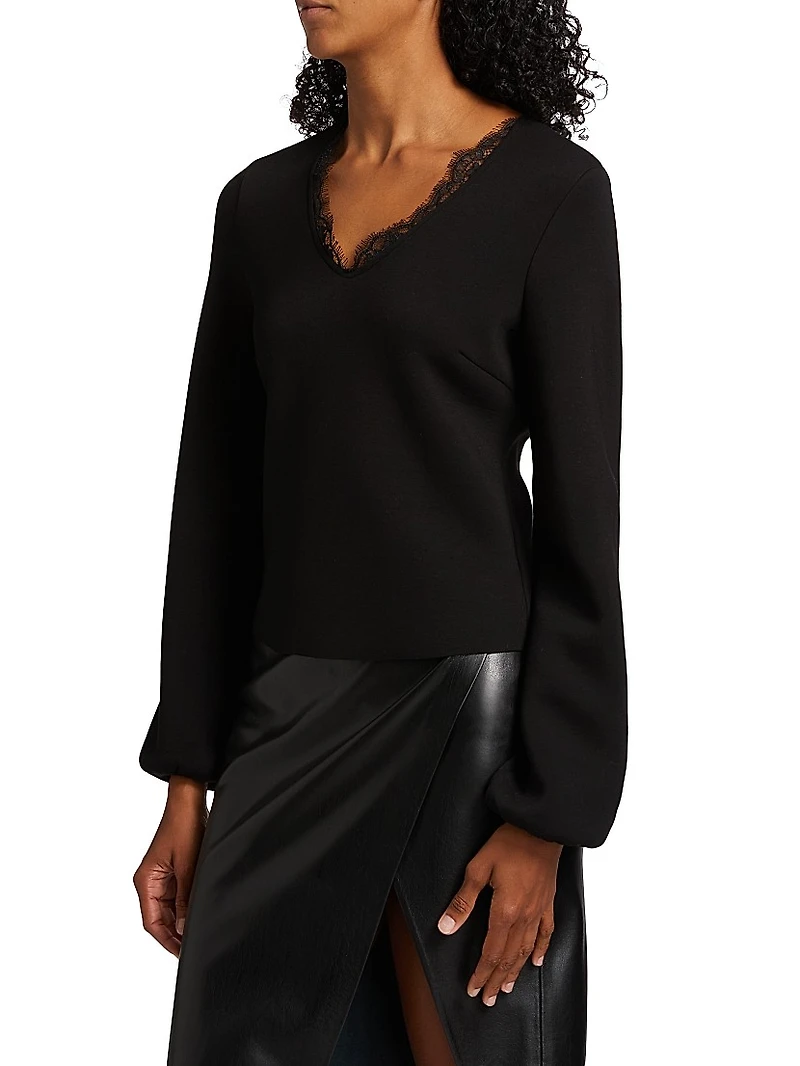 Felicity Lace-Trim V-Neck Top