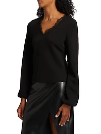 Felicity Lace-Trim V-Neck Top